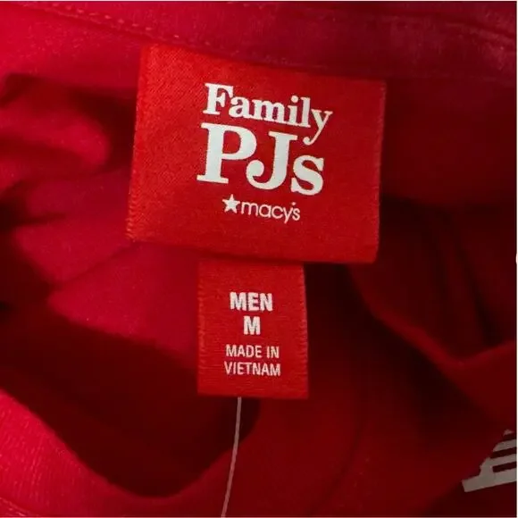 Macys Pajama Set Mens Medium Red MERRY AND BRIGHT Holiday Festive Lounge Comfy - Picture 6 of 9
